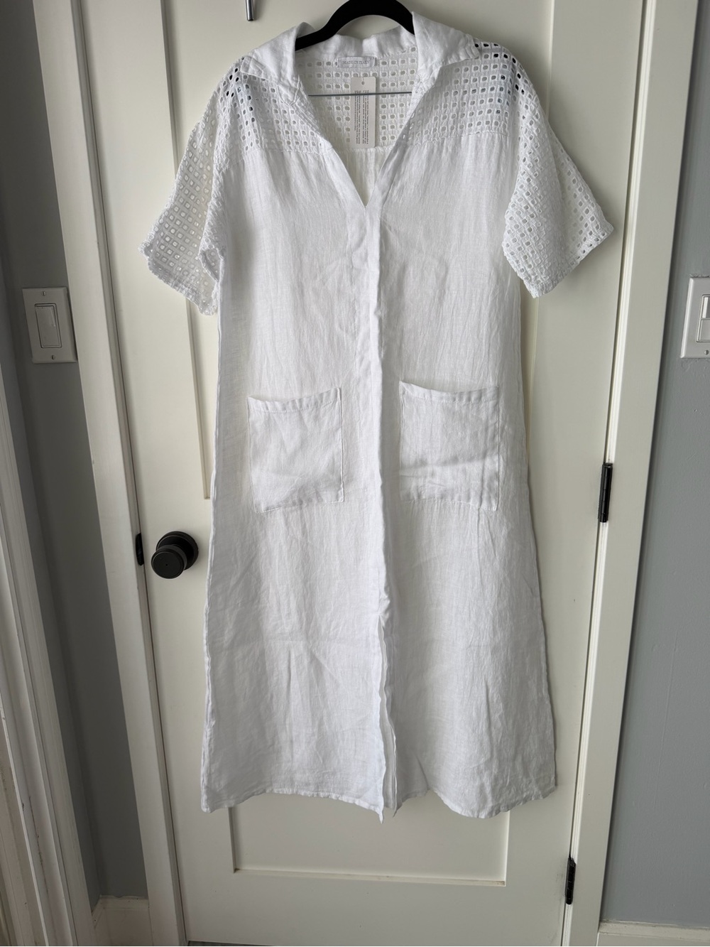 White Eyelet Linen Dress
